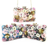 Luxury Lady Diamond Flower Evening Bag Wristlets Wedding Party Bridal Clutch Purse Chain Shoulder Flower Evening Bags - Zeprah