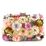 Luxury Lady Diamond Flower Evening Bag Wristlets Wedding Party Bridal Clutch Purse Chain Shoulder Flower Evening Bags - Zeprah