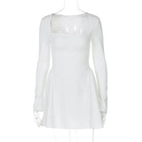 Luxury Women Sleeve Princess Dress Casual Solid Slim A - line Mini Dress for Women Long Sleeve Empire Party Clothes for Women - Zeprah