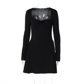 Luxury Women Sleeve Princess Dress Casual Solid Slim A - line Mini Dress for Women Long Sleeve Empire Party Clothes for Women - Zeprah