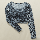 Mesh Crop Top with Long Sleeves – Contrast Stitching Detail - Zeprah