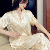 Short Sleeve Jacquard Satin Pajama Set
