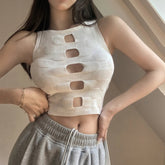 Navel - revealing Fashion Knitted Small Camisole Knitted Tank Top Female Outside Underwear Vest Camisole - Zeprah