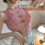 Navel - revealing Fashion Knitted Small Camisole Knitted Tank Top Female Outside Underwear Vest Camisole - Zeprah