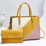 New 2 - Pieces of the Mother's Handbags for Ladies Girls Pure Color Handbags Fashion Luxury Leather Purses - Zeprah