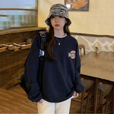 New Autumn Women's Letter Print Lightweight Crewneck Sweatshirt Long - Sleeve Loose Mid - Length Trendy Top - Zeprah
