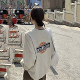 New Autumn Women's Letter Print Lightweight Crewneck Sweatshirt Long - Sleeve Loose Mid - Length Trendy Top - Zeprah