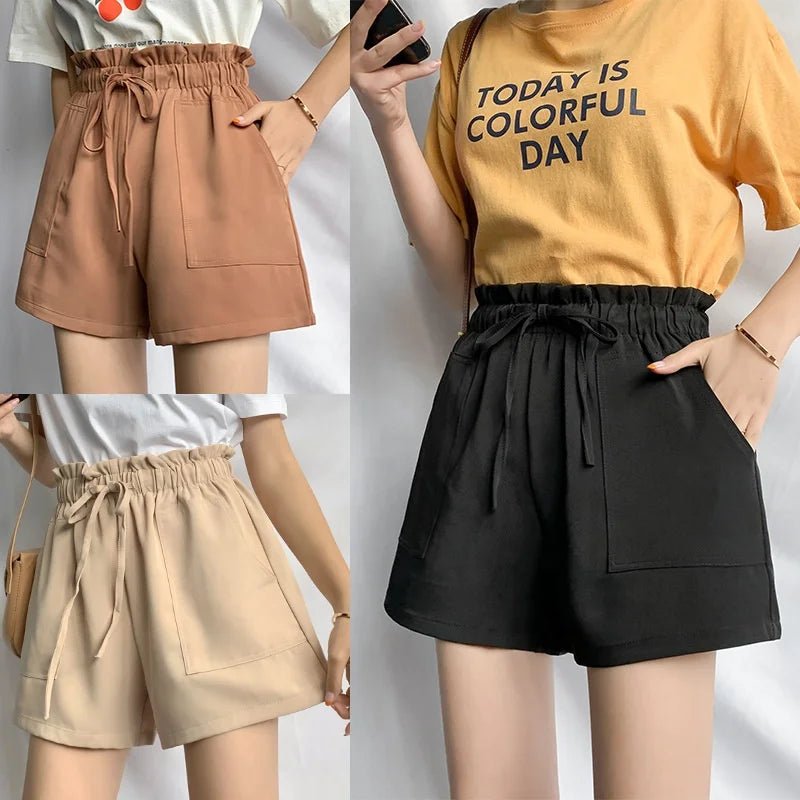 New Casual Outer Wear Pants High Waist Elastic Waist Sports Shorts - Zeprah