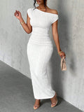 new cute fashion water ripple off - shoulder dress - Zeprah
