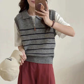 New Design tank Vintage Zippered Women Tank Top Ribbed Tank Top for Women - Zeprah