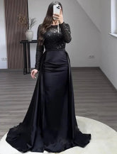 New Fashion Women Long - sleeve Sequined Evening Dress Ladies Elegant Prom Dresses Bride Wedding Casual Dress - Zeprah