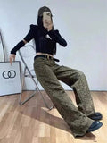 New Leopard Print High - Waisted Denim Pants Women's Retro Casual Long Pants Jeans - Zeprah