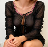 New Long Sleeve Cardigan Small Chest Gathering Sexy Big Red Sexy Underwear Spice Girls Split Skirt Bikini Sexy - Zeprah