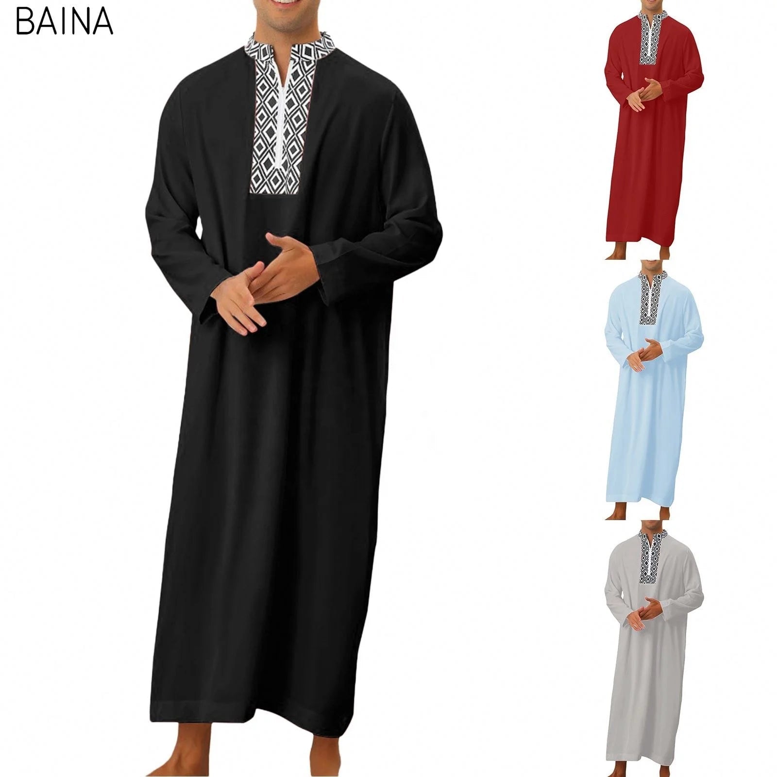 New Men Style Arabic Moroccan Islamic Thobe Dress Traditional Muslim Abaya Clothing - Zeprah