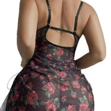 New Sexy Lace Spandex Mesh Off - The - Shoulder Strap Backless Printed Dress Nightdress Homewear - Zeprah