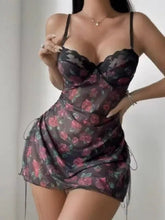 New Sexy Lace Spandex Mesh Off - The - Shoulder Strap Backless Printed Dress Nightdress Homewear - Zeprah