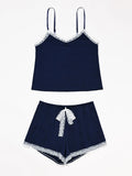 New Sexy Lingerie Women's Summer Spring Homewear Nightgowns Strappy Lace Two - piece Thin Polyester - Zeprah