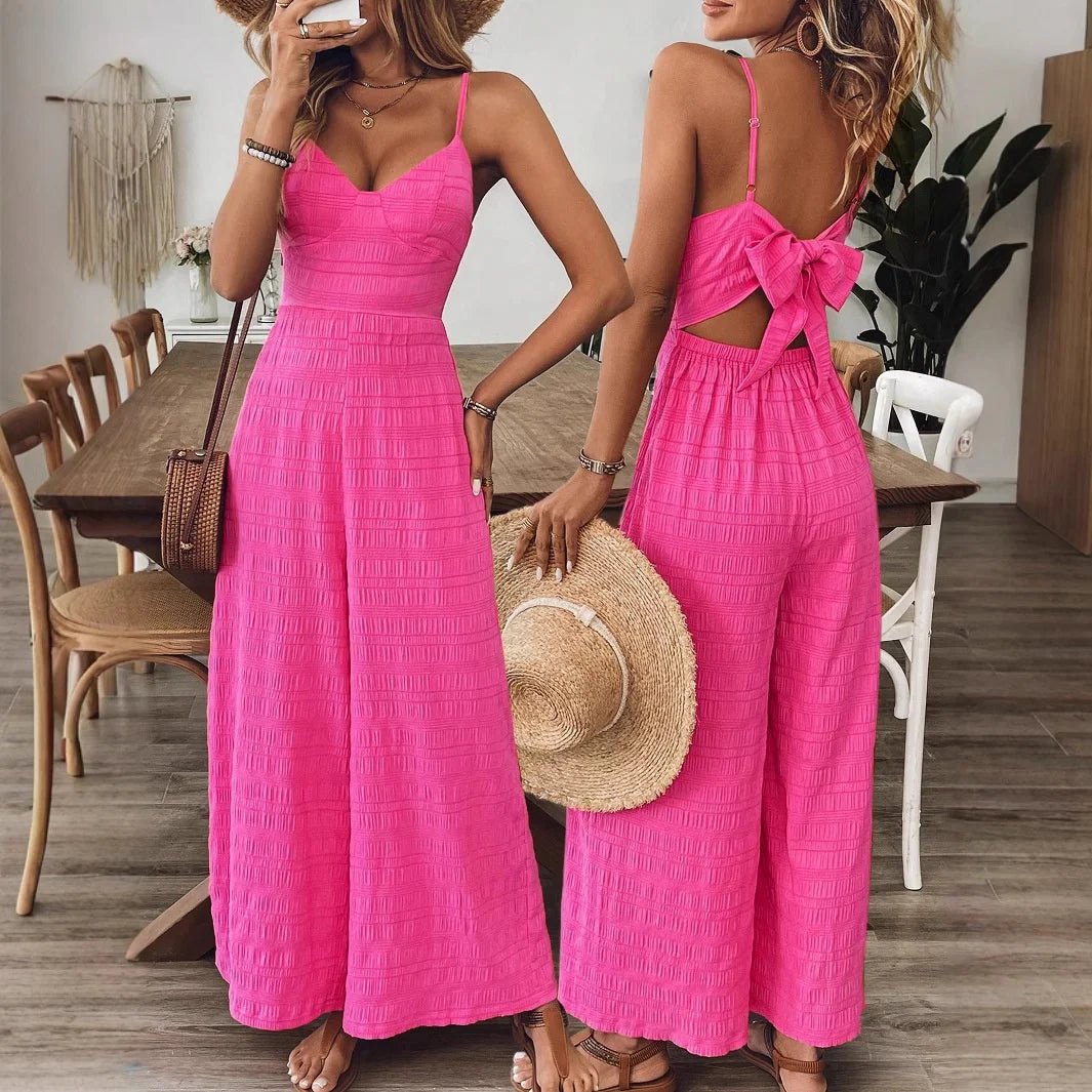 New Spring Summer Jumpsuit Skinny Europe United States Solid Color Casual Strap - Zeprah