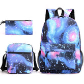 New Starry Sky Three - Piece Student Backpack USB Anti - Theft Waterproof Features for Junior High School Students - Zeprah