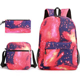 New Starry Sky Three - Piece Student Backpack USB Anti - Theft Waterproof Features for Junior High School Students - Zeprah