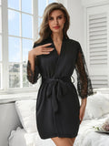 New Style Loungewear for Lingerie Pajamas European American Satin Silk Sexy Home Sleep Dress Elastic Waist - Zeprah
