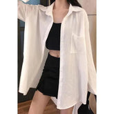 New Style Solid Pattern Sun Protection Jacket for Women Casual Loose Top Shirt Button Decoration Summer Thin Design - Zeprah