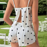 New Summer Lace Camisole Shorts Set Breathable Elastic Waist Casual Women's Pajamas Loungewear - Zeprah