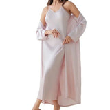 New Summer Satin Ultra - thin Pajamas Women's Loose Dress Bathrobe Fashion Long Nightgown Set - Zeprah