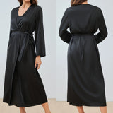 New Summer Satin Ultra - thin Pajamas Women's Loose Dress Bathrobe Fashion Long Nightgown Set - Zeprah