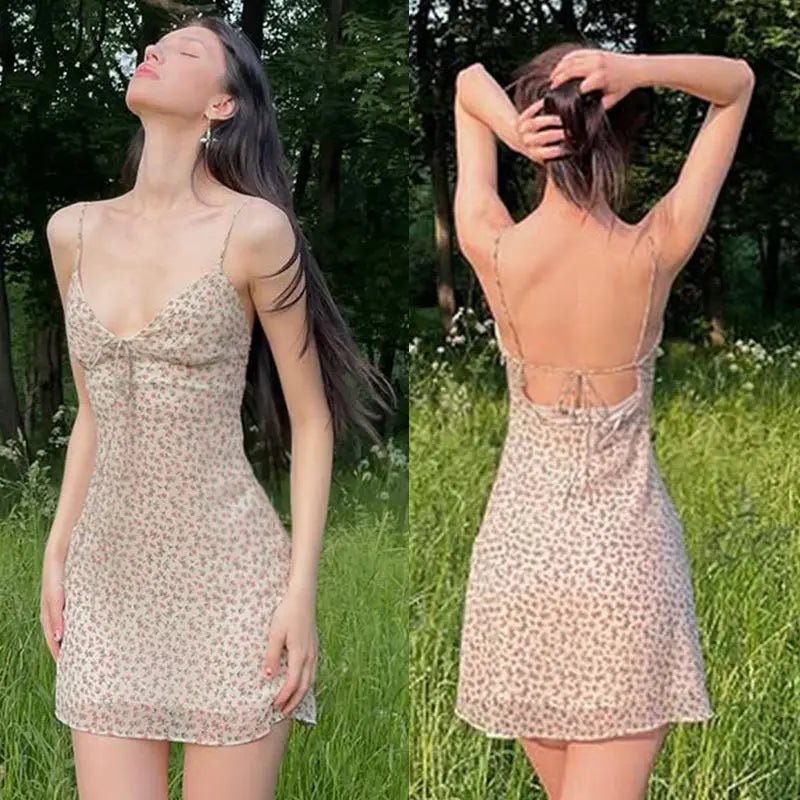New Summer Sweet Natural Floral Dress for Women Elegant Romantic Date Night Mini Dress - Zeprah