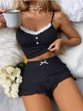 New Women's Homewear Set Sexy Lace Trim Camisole Shorts Nightgowns Two - Piece - Zeprah