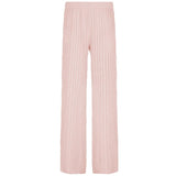 New Womens Lightweight Breathable Straight Mid Waist Casual Summer Pants Hollow Out Beach Lounge Trousers Comfort Elastic Waist - Zeprah