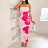 New Women's Slim Fit off Shoulder Contrasting Floral Print Elegant and Fashionable Dress - Zeprah
