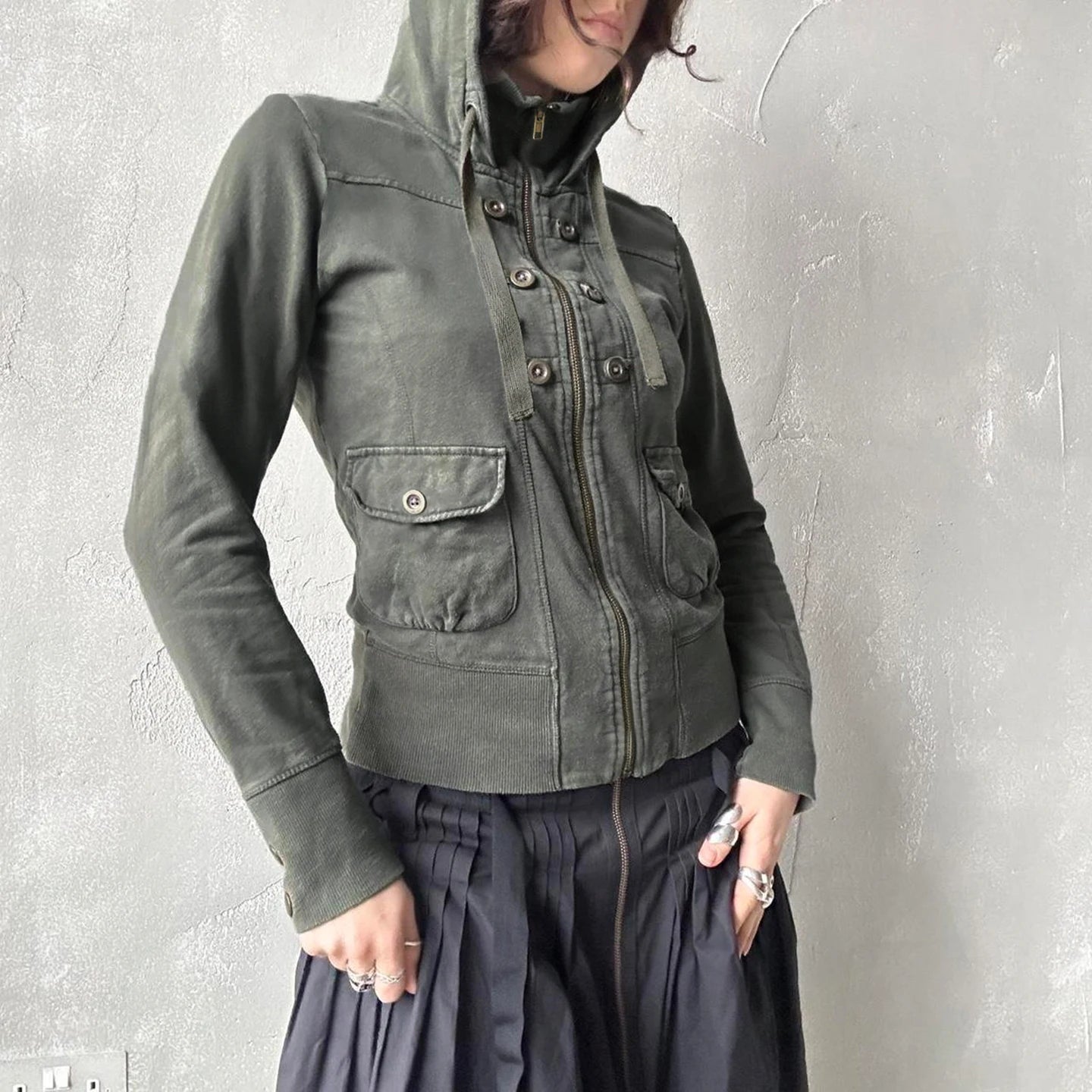 New Women's Winter Knitted Eco - Friendly Windproof Zip - Up Hoodie with Button Decoration Plain Dyed Casual Jacket - Zeprah