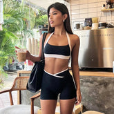 Newest Women's Casual Skinny 2 - Piece Yoga Set Shorts & Sports Bra - Eco - Friendly Spandex/Polyester Above Knee Length Gym Wear - Zeprah