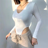 Oblique Shoulder Bodysuit Solid Slim - fit One - piece Top Hollow Out Jumpsuit - Zeprah