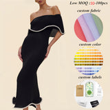 Off - Shoulder Ruffled Midi Cocktail Dress - Zeprah