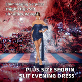 Off - Shoulder Sequin A - Line Party Dress - Zeprah