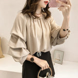 off Shoulder Shirt Chiffon Blouse Innocent - Seductive Style Long - Sleeved Shirt - Zeprah