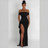 Off Shoulder Vestidos Dress Sexy Maxi Split Elegant Long Dress Ladies Evening Party Prom Women's Dresses - Zeprah