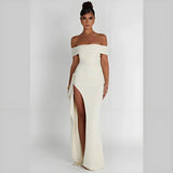Off Shoulder Vestidos Dress Sexy Maxi Split Elegant Long Dress Ladies Evening Party Prom Women's Dresses - Zeprah