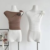 Off - the - shoulder Short Sleeve T-shirt Irregularity Tops for Women Classic Graphic Tee - Zeprah