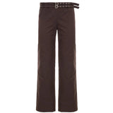 Office Autumn Casual Pants Solid Color Low Rise Straight Leg Canvas Loose Flat Eco - Friendly Windproof Stonewashed Button Fly - Zeprah