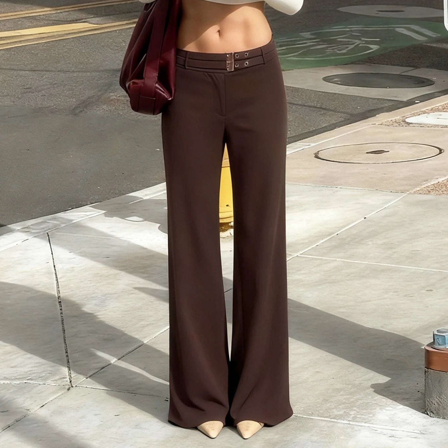 Office Autumn Casual Pants Solid Color Low Rise Straight Leg Canvas Loose Flat Eco - Friendly Windproof Stonewashed Button Fly - Zeprah