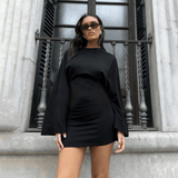 Oversized Casual Knit Mini Dress - Zeprah