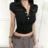 Oversized Studded Cross V - Neck T-Shirt - Zeprah