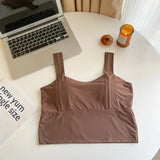 Pad Solid Seamless Vest Women's Underwear Camisoles Women's tank Tops Crop Top - Zeprah
