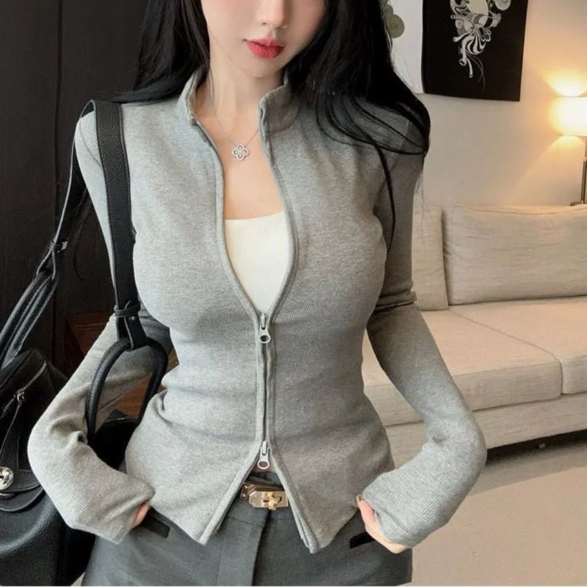 Plain Cardigan Spring and Autumn High - end Top Half - high Collar Outer Wear - Zeprah