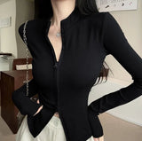 Plain Cardigan Spring and Autumn High - end Top Half - high Collar Outer Wear - Zeprah