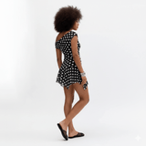 Playful Black & White One - Shoulder Polka Dot Mini Dress - Zeprah